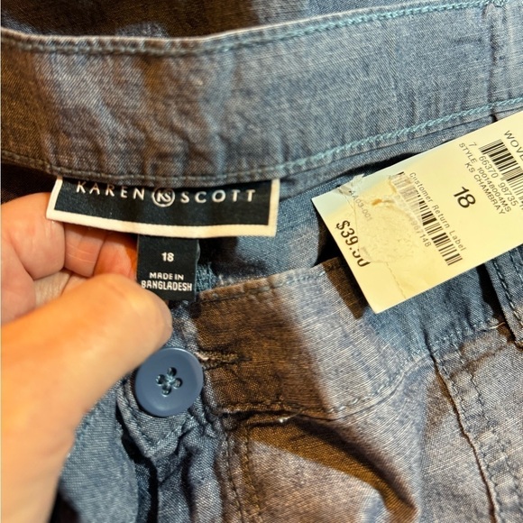 Karen Scott Chambray Shorts Size 18 - Picture 4 of 5